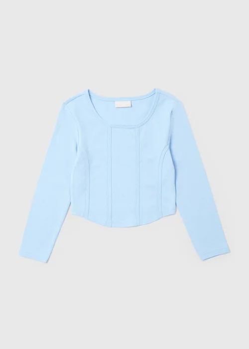 Girls Blue Corset Long Sleeve Top (7-15yrs) - Age 7 Years Image 1