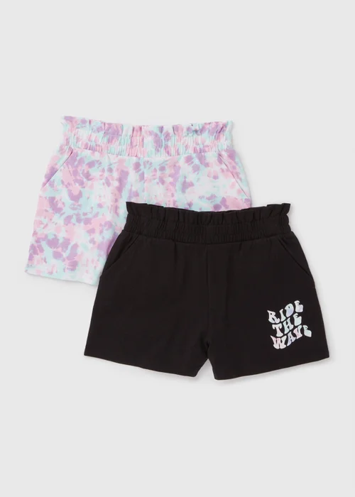 2 Pack Black & Purple Shorts (7-13yrs) - Age 10 Years Image 1