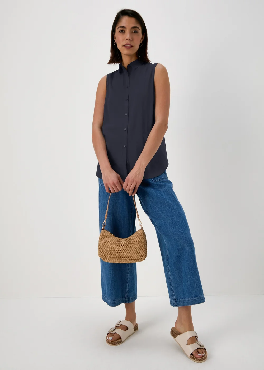 Navy Sleeveless Clipper Shirt - 8 Image 4