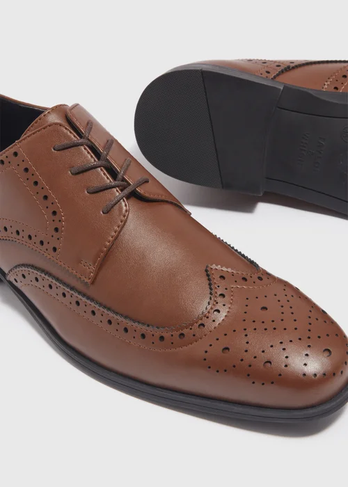 Tan Chisel Brogue Shoes - Size 6 Image 2