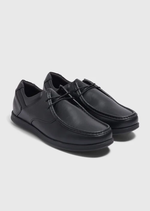 Black Apron Lace-Up Derby Shoes - 8 Image 1