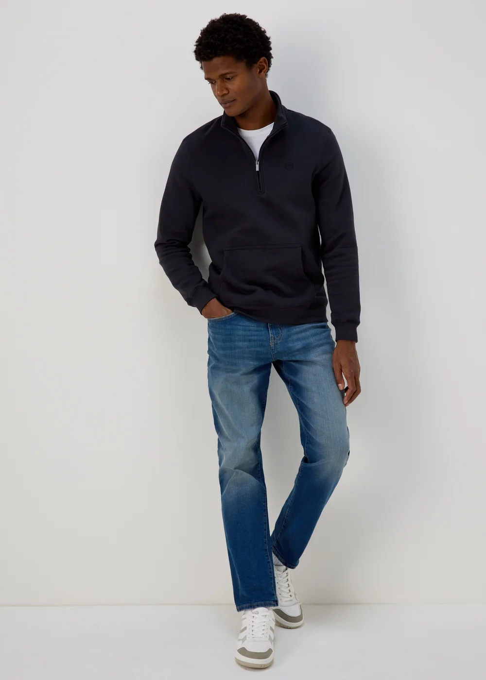 Navy Half Zip Essential Fleece - S Image 4