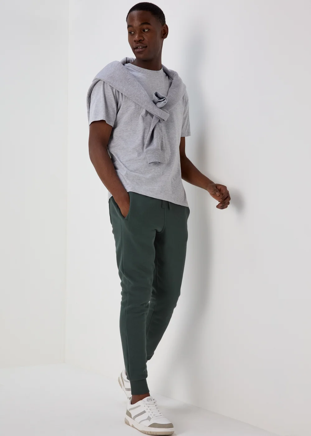 Khaki Slim Fit Cuffed Joggers - XS Image 4