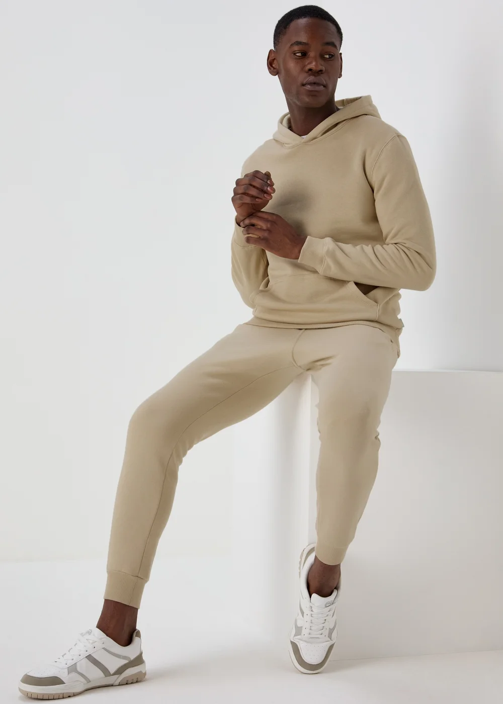 Cream Slim Fit Cuffed Joggers - XS Image 4