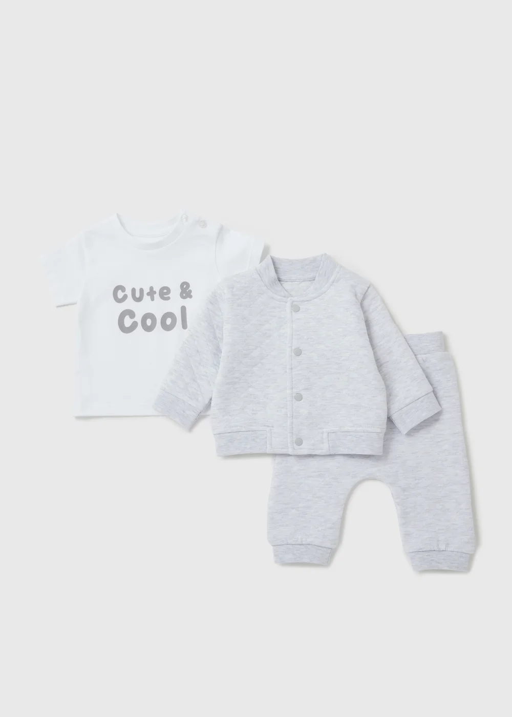 Baby Grey Quilted Set (Newborn-23mths) - 0-3 months Image 1