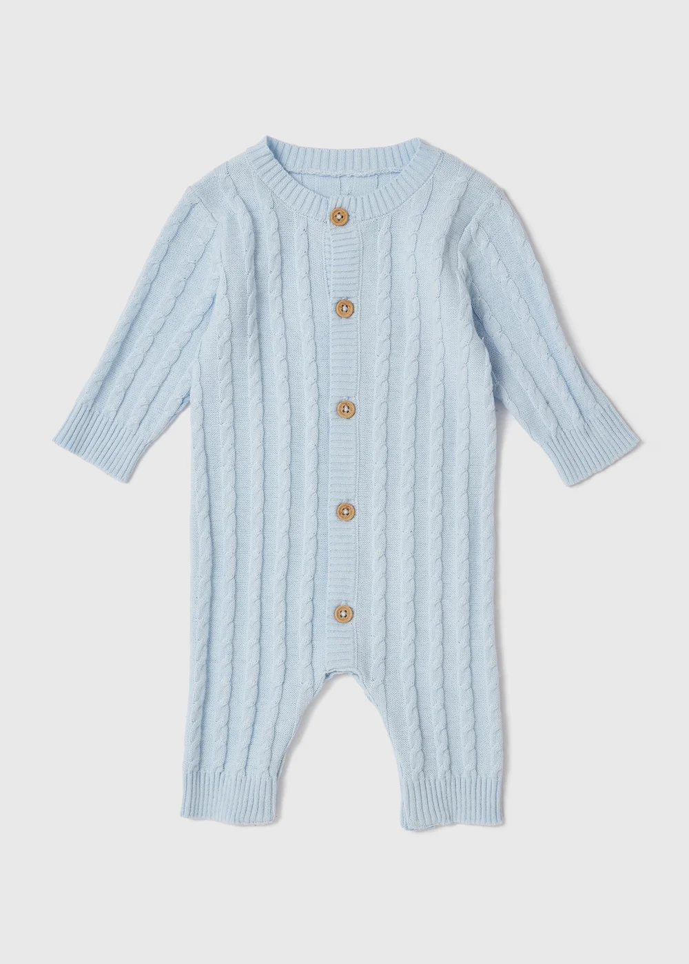 Baby Blue Knitted Romper (Newborn-23mths) - Newborn Image 1