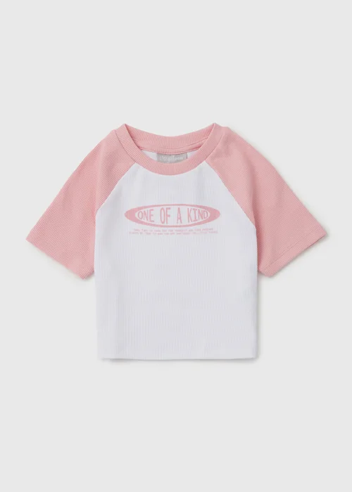 Girls Pink Ringer T-Shirt - Age 7 Years Image 1