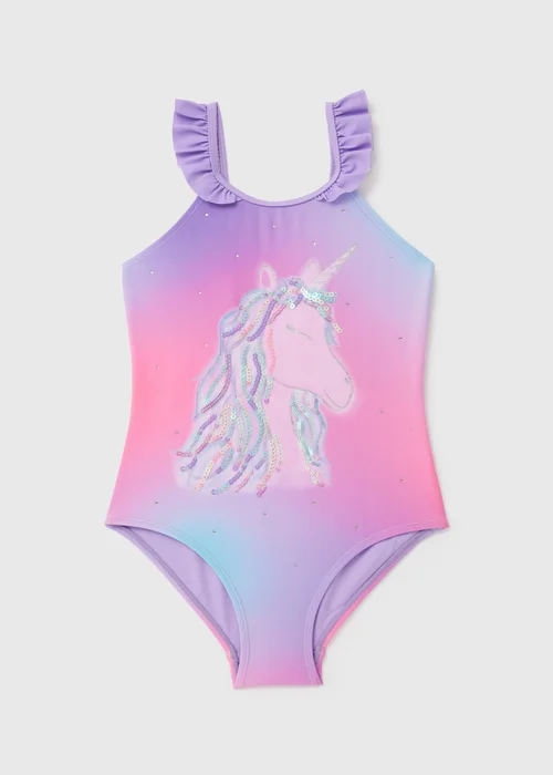 Girls Pink Unicorn Swimsuit (6-13yrs) - Age 6 - 7 Years Image 1