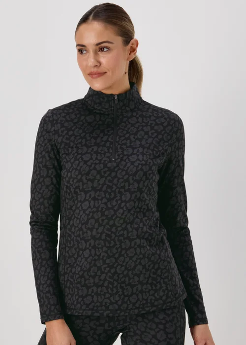 Souluxe Charcoal Leopard Half Zip - S Image 1
