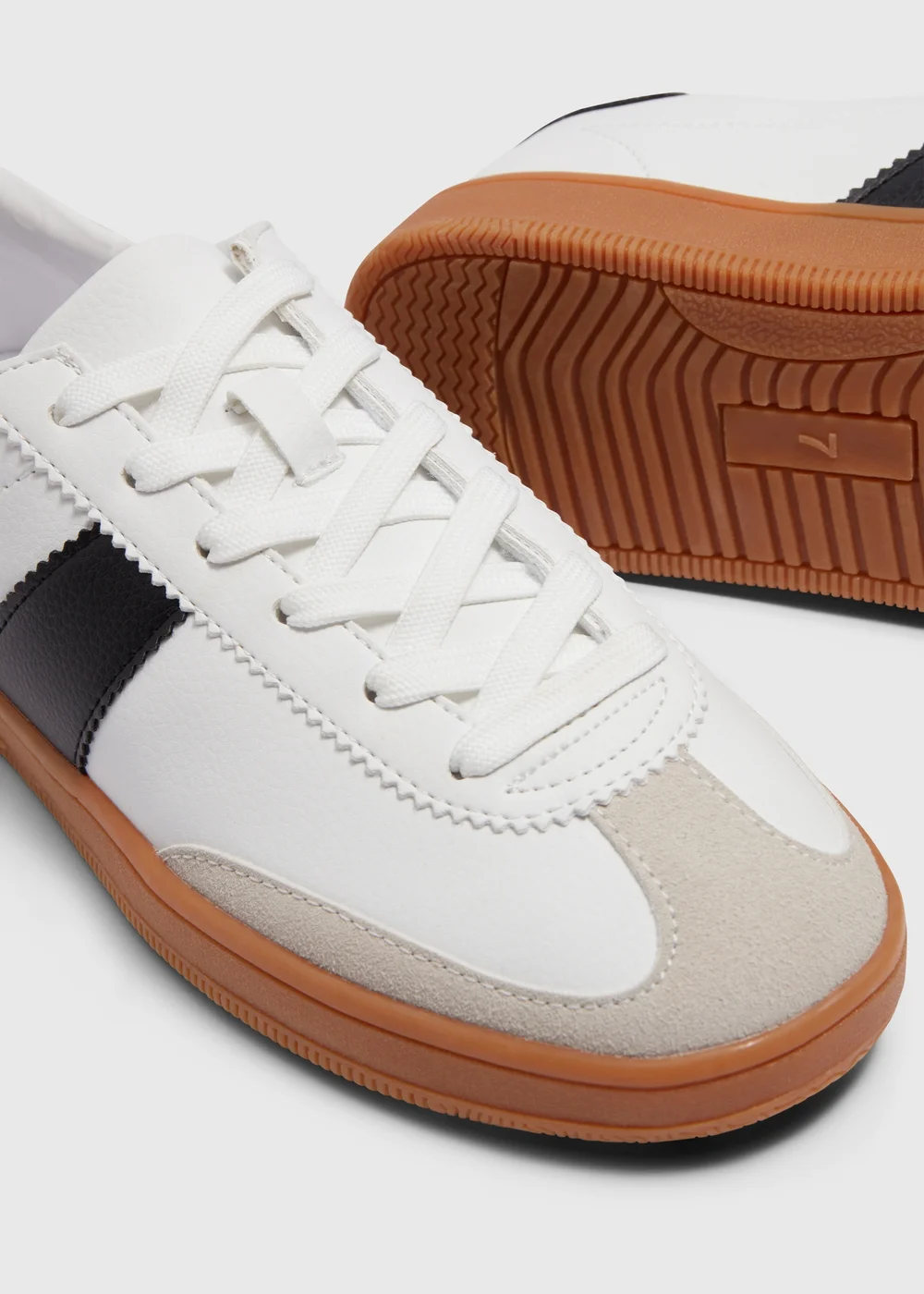White Stripe Retro Trainers - 7 Image 2