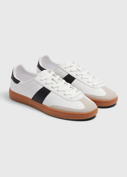 White Stripe Retro Trainers - 7 Image 1