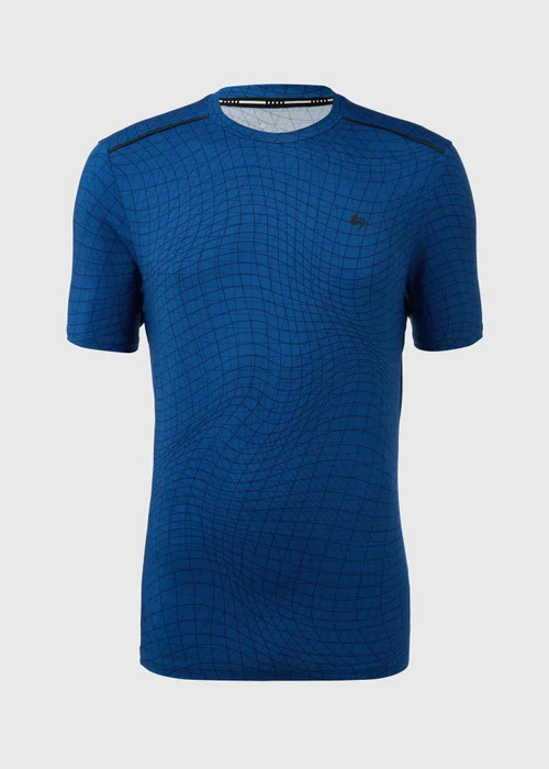 Souluxe Blue Grid Geo Print T-Shirt - Small Image 5