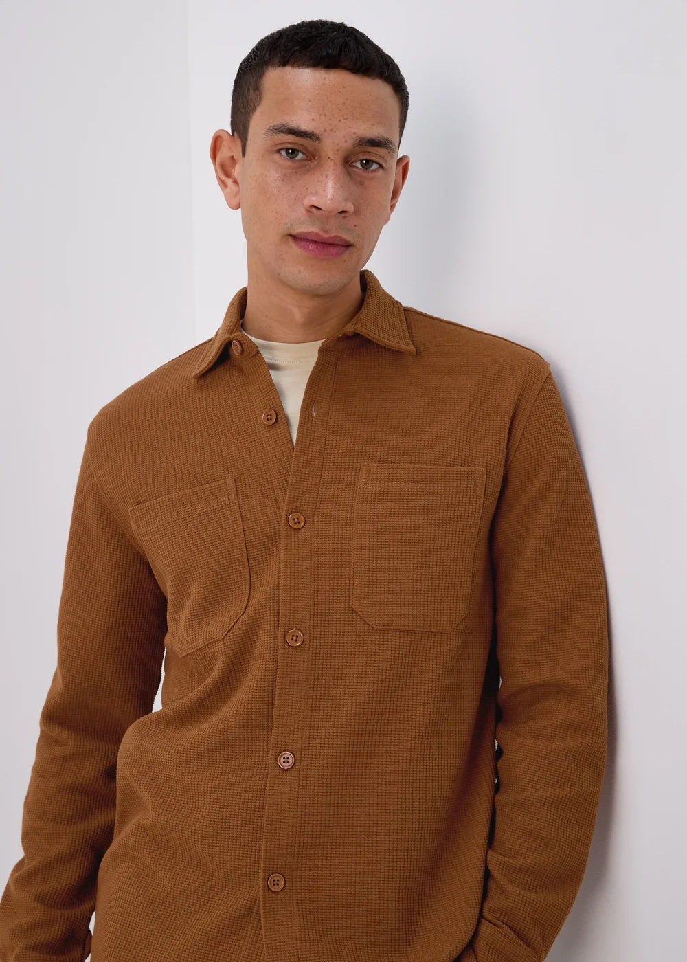 Brown Waffle Shacket - S Image 1