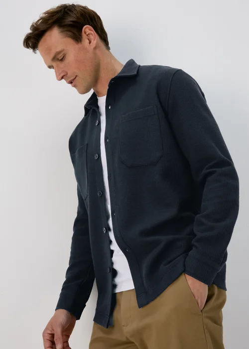 Navy Waffle Shacket - S Image 1