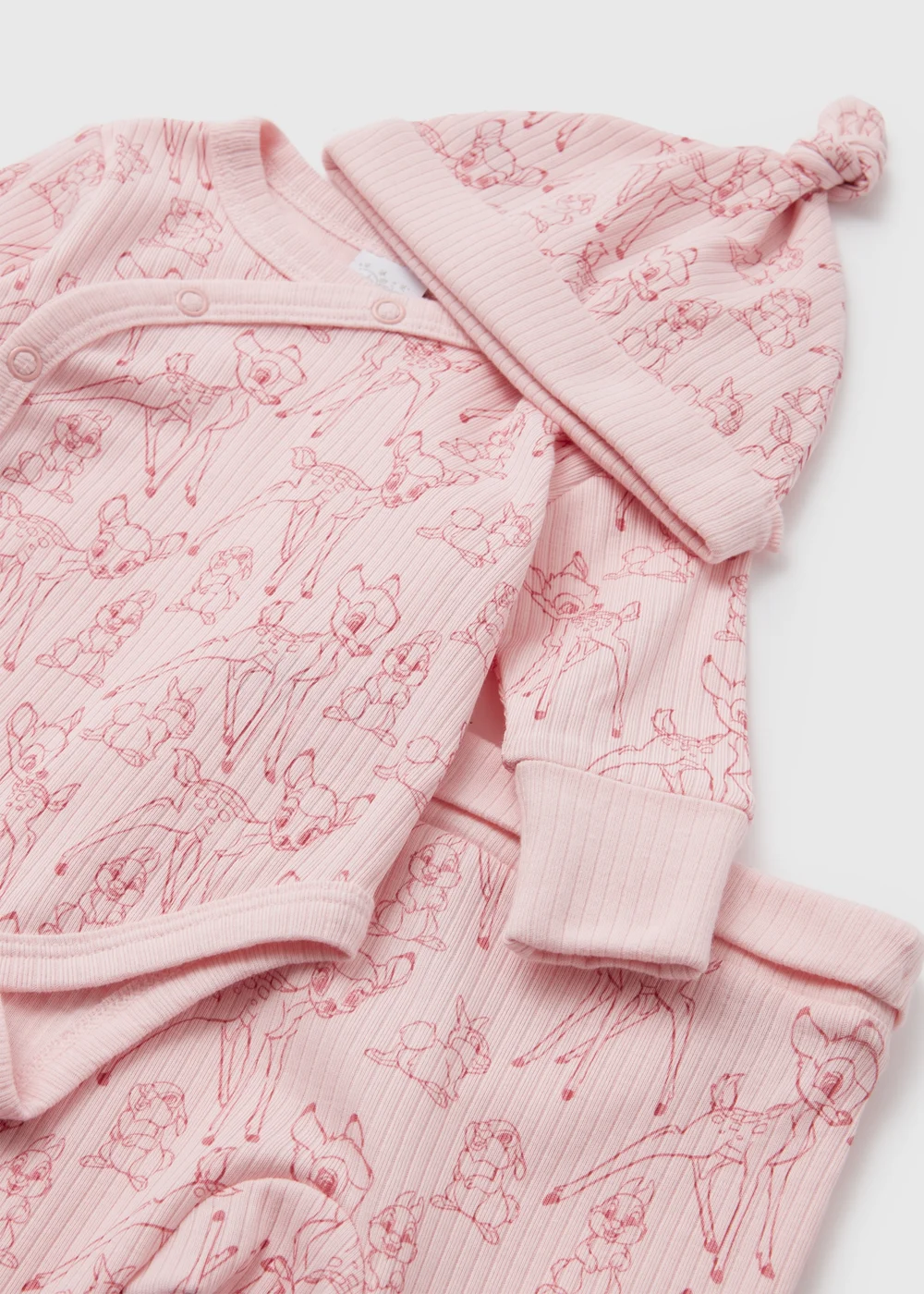 Disney Baby Pink Bambi Ribbed 3 Piece Set (Newborn-23mths) - 0-3 months Image 2