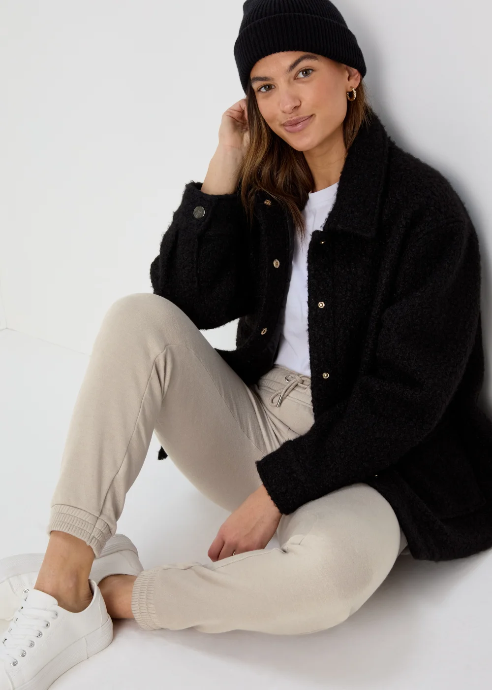 Beige Tapered Jogging Bottoms - S Image 4
