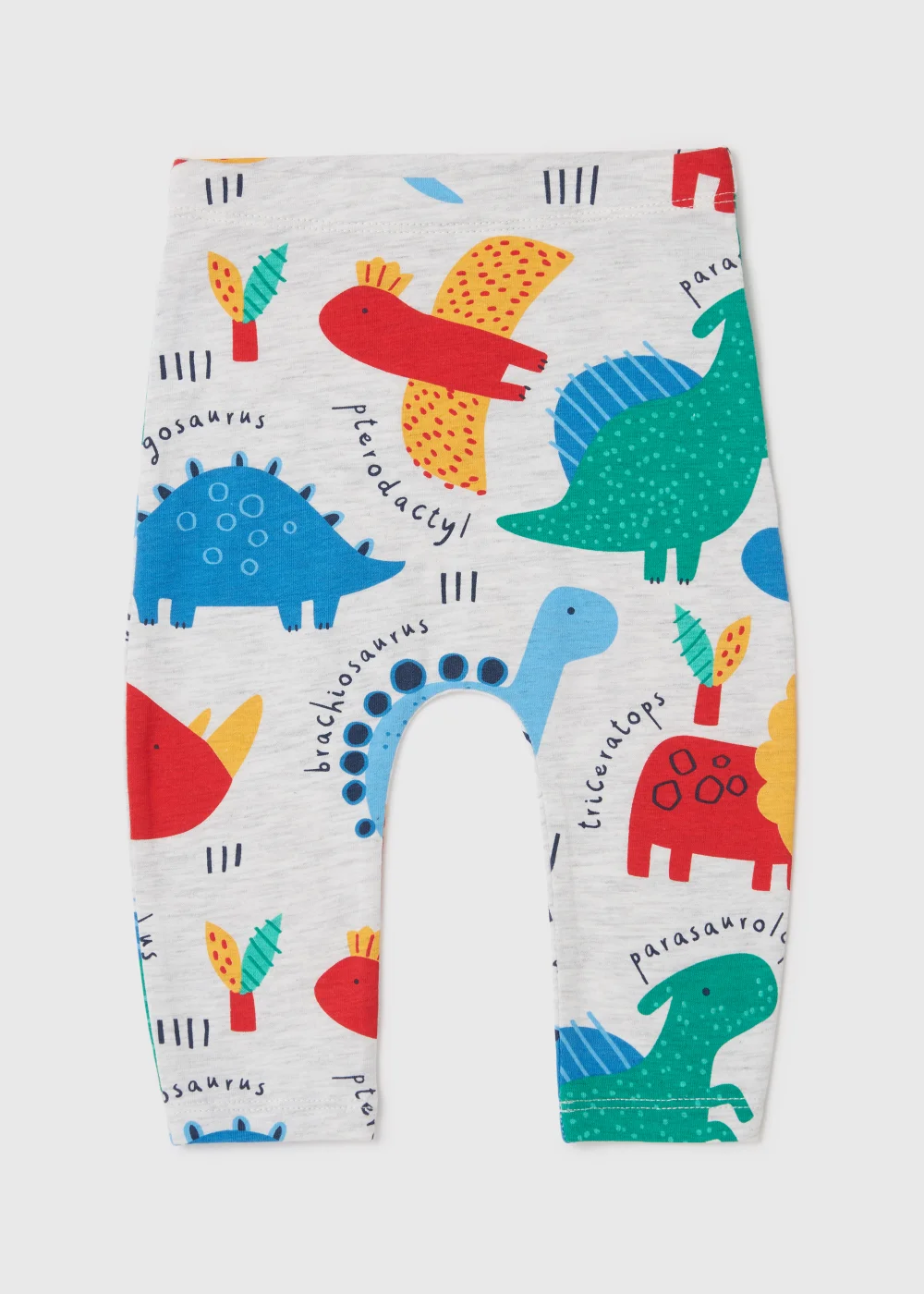 Baby Grey Marl Dinosaur Leggings (Newborn-23mths) - Newborn Image 1