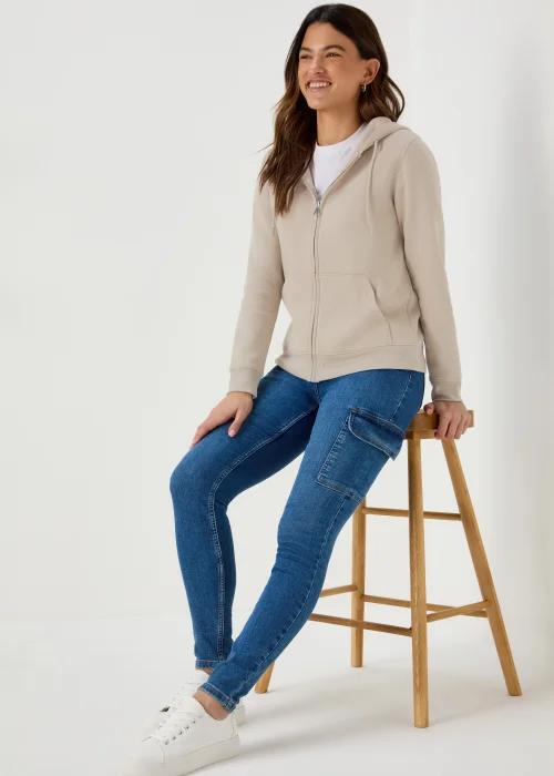 Beige Zip Up Hoodie - S Image 4