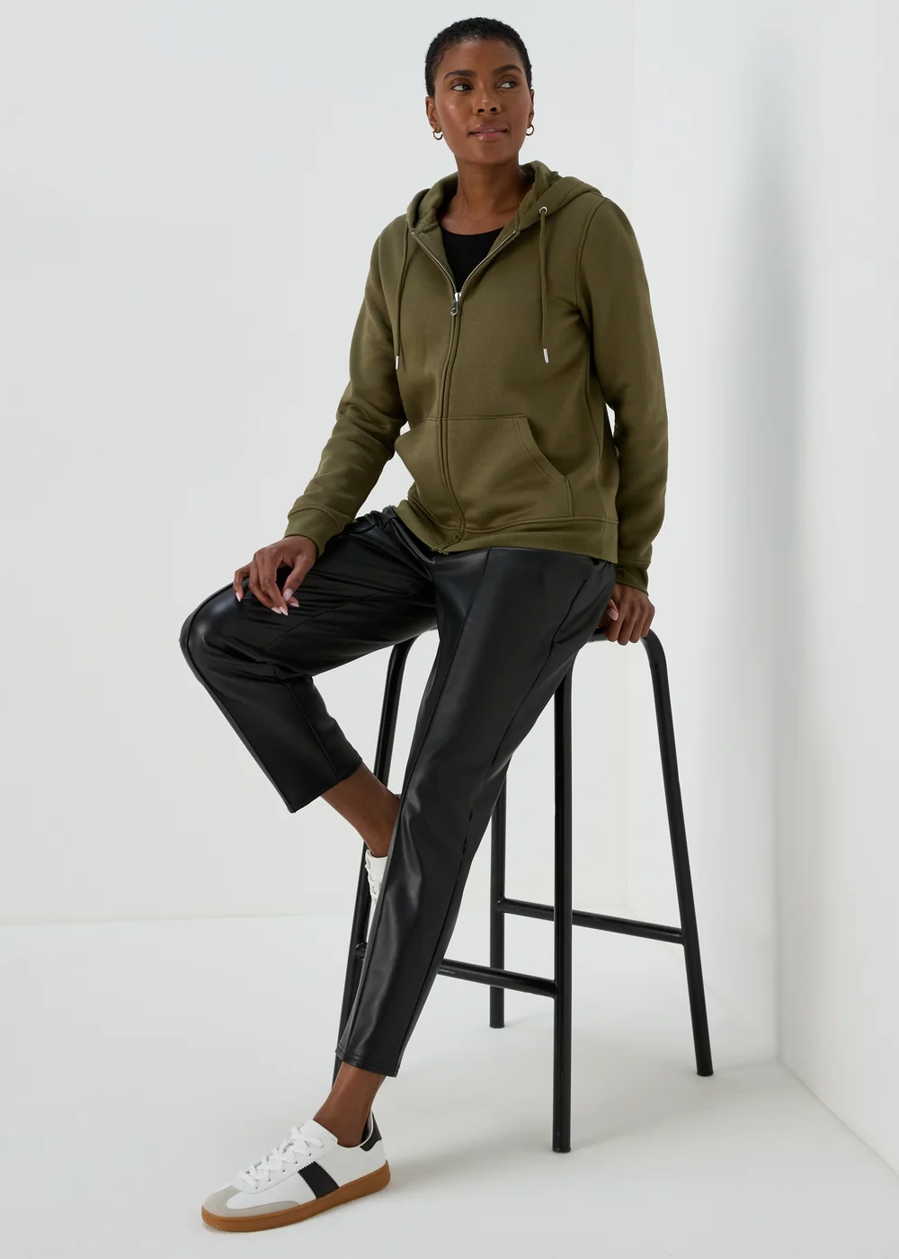 Khaki Zip Up Hoodie - S Image 4