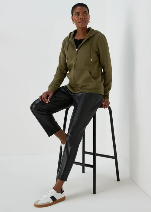 Khaki Zip Up Hoodie - S Image 4