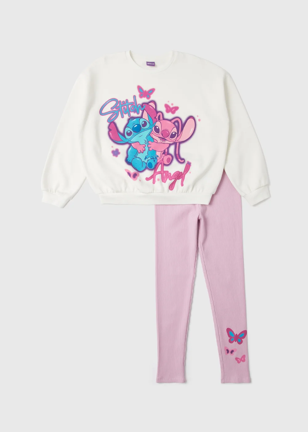 Girls Disney White Stitch Sweatshirt Set (4-11yrs) - Age 4 Years Image 1