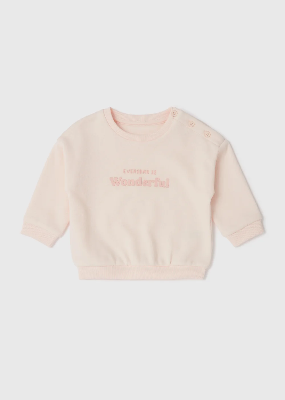 Baby Pink Slogan Sweatshirt (Newborn-23mths) - 0-3 months Image 1