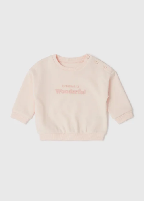 Baby Pink Slogan Sweatshirt (Newborn-23mths) - 0-3 months Image 1