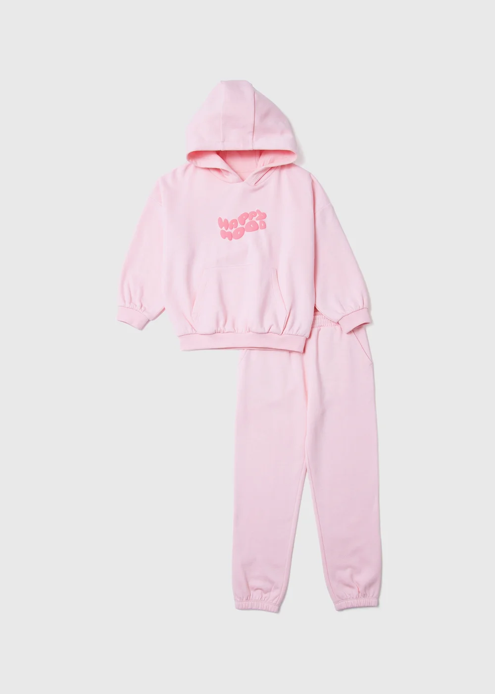 Girls Pink Happy Mood Joggers & Hoodie Set (1-7yrs) - 1 to 1 half years Image 1