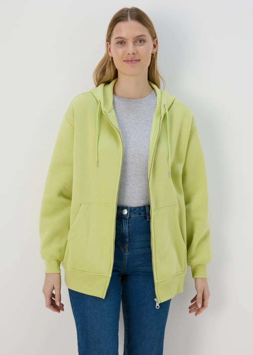 Lime Oversized Zip Up Hoodie - S Image 1