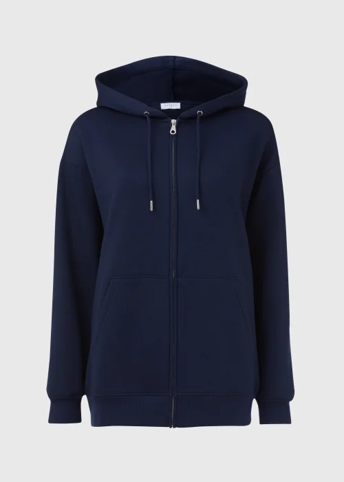 Navy Oversized Zip Up Hoodie - S Image 5