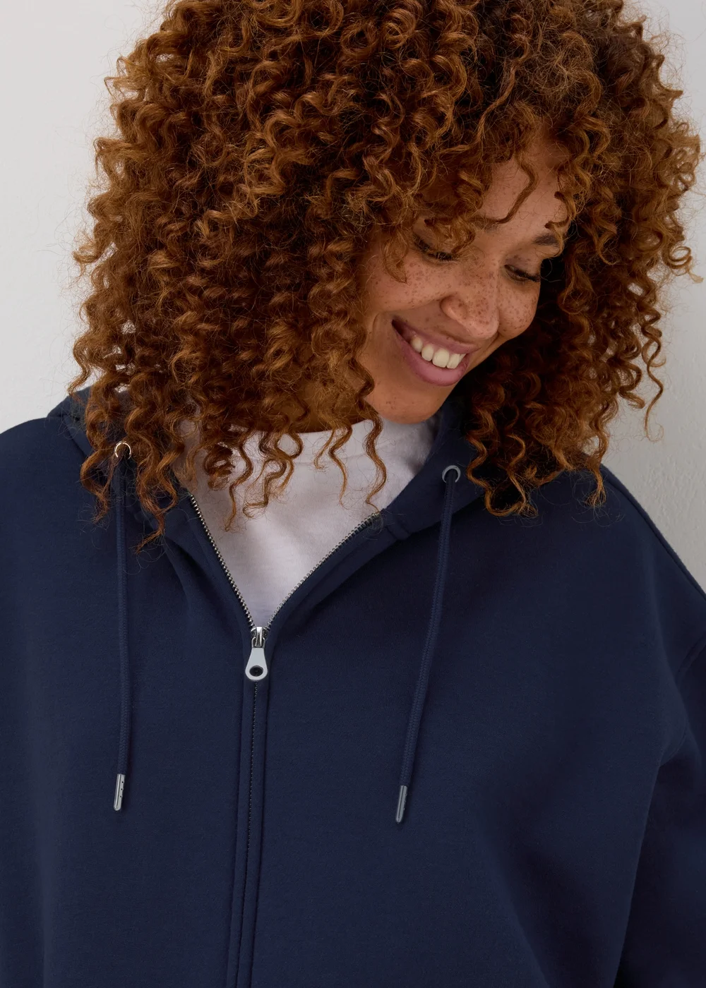 Navy Oversized Zip Up Hoodie - S Image 3