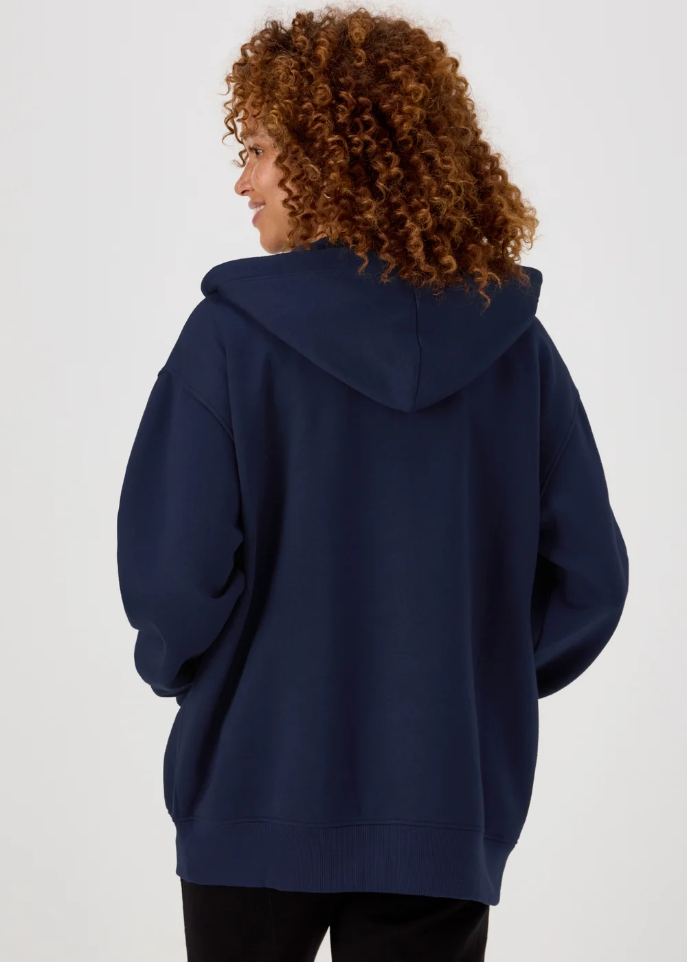 Navy Oversized Zip Up Hoodie - S Image 2