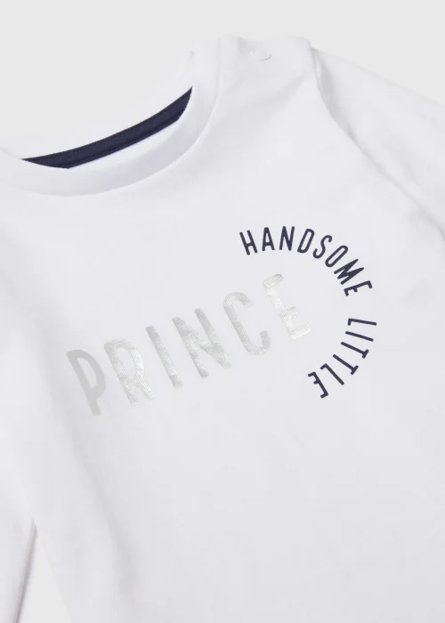 Baby White Little Prince Slogan T-Shirt (Newborn-23mths) - 0-3 months Image 2