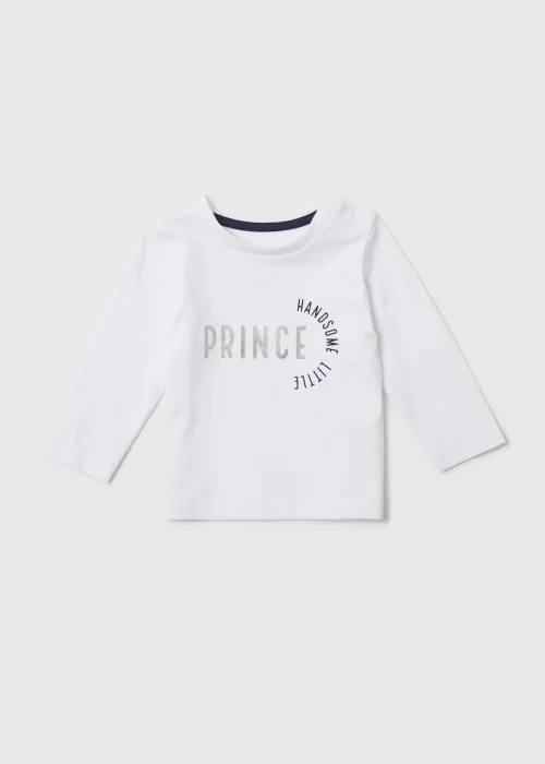 Baby White Little Prince Slogan T-Shirt (Newborn-23mths) - 0-3 months Image 1
