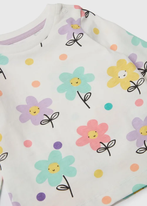 Girls Cream Floral Long Sleeve T-Shirt (Newborn-23mths) - Newborn Image 2