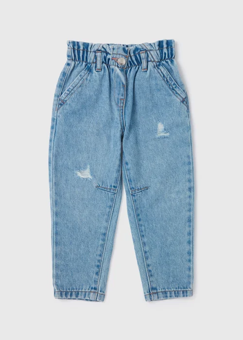 Girls Blue Paperbag Jeans (1-7yrs) - 1 to 1 half years Image 1