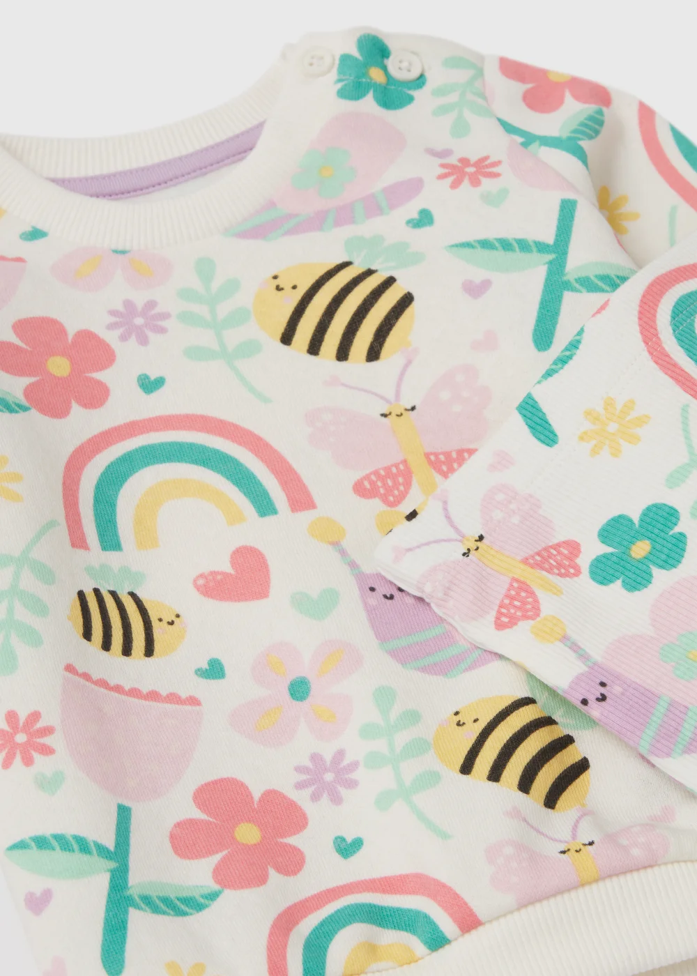 Baby Cream Bee Print Sweatshirt & Ribbed Leggings Set (Newborn-23mths) - 0-3 months Image 2