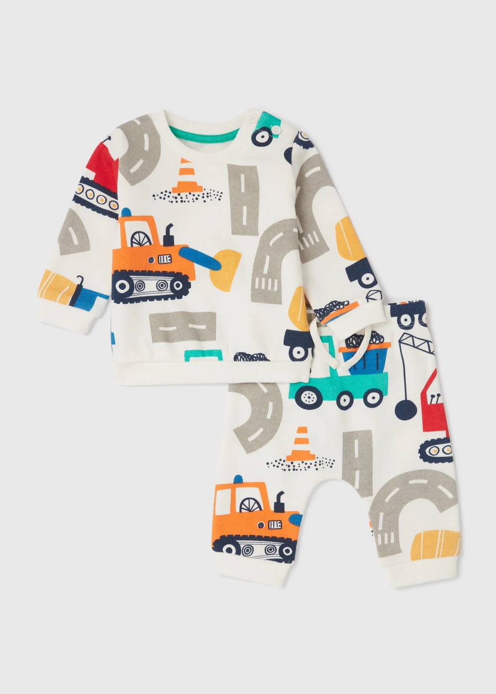 Baby Cream Transport Print Sweatshirt & Joggers Set (Newborn-23mths) - Age 6 - 9 Months Image 1