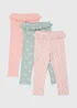 Girls Pink 3 Pack Ribbed Leggings (1-7yrs) - 1 to 1 half years Image 1