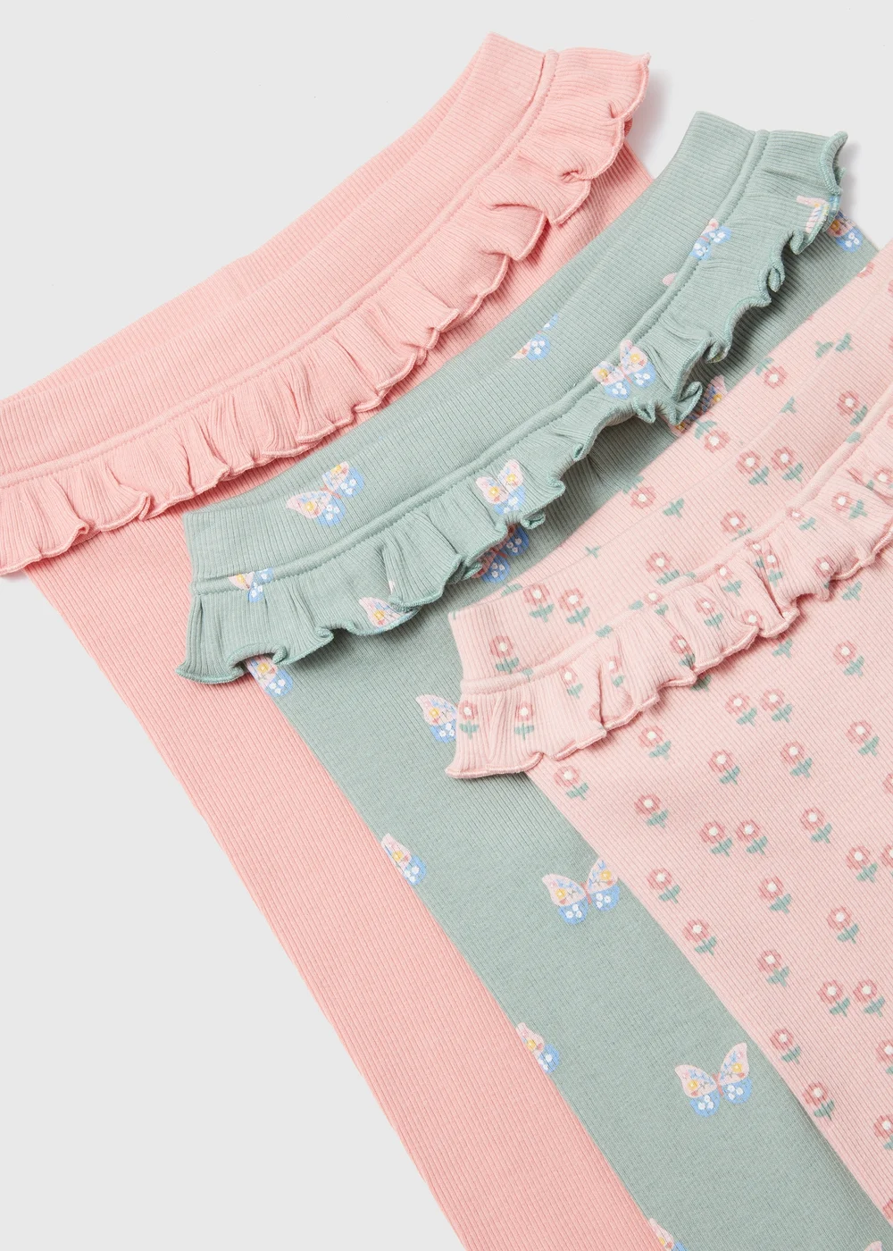 Girls Pink 3 Pack Ribbed Leggings (1-7yrs) - 1 to 1 half years Image 2