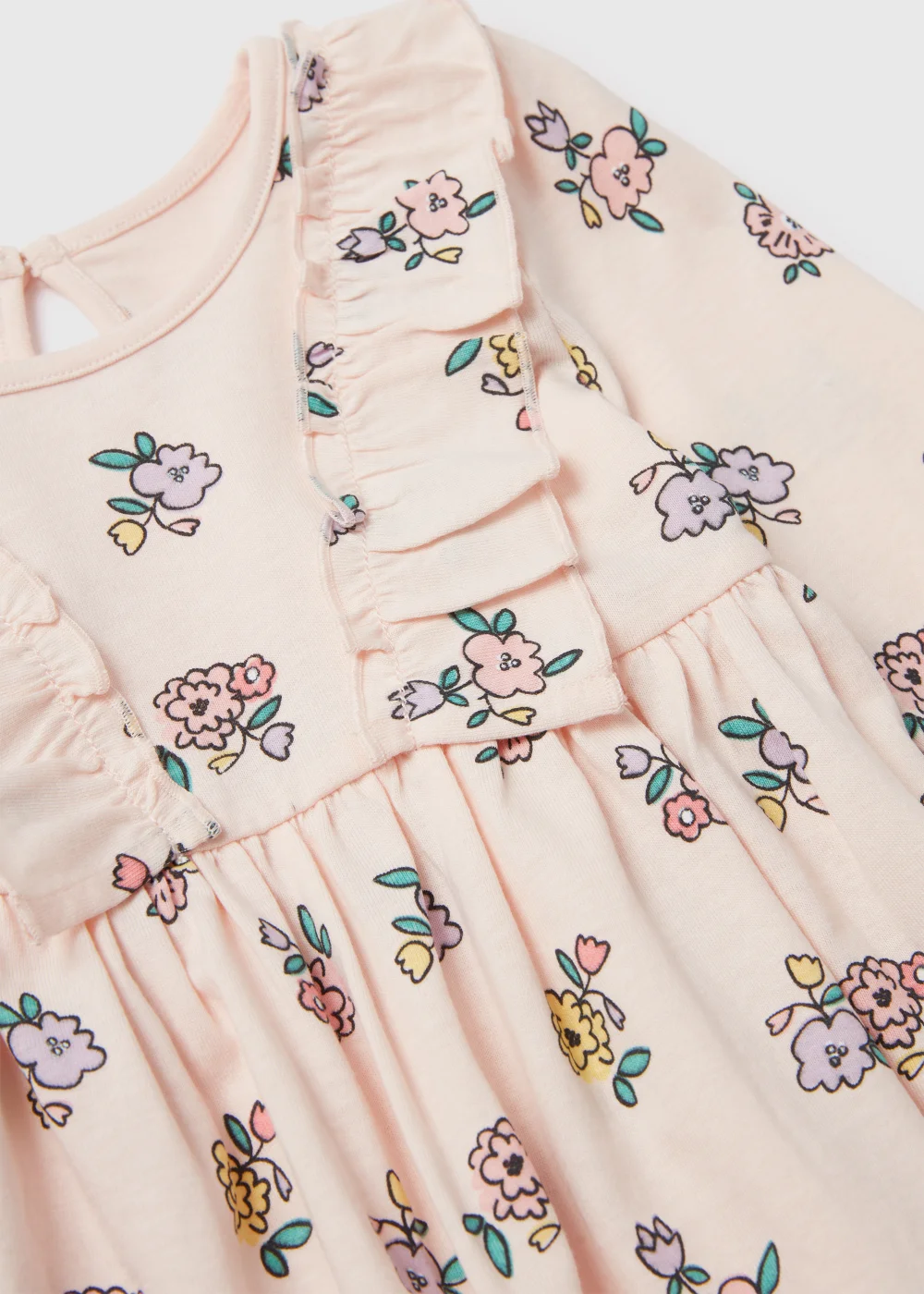 Girls Pink Ditsy Print Long Sleeve Dress (Newborn-23mths) - 0-3 months Image 2