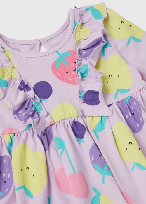 Baby Lilac Fruity Long Sleeve Dress (Newborn-23mths) - Newborn Image 2