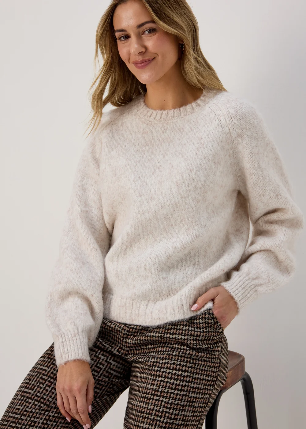 Oatmeal Crew Neck Jumper - XS Image 1