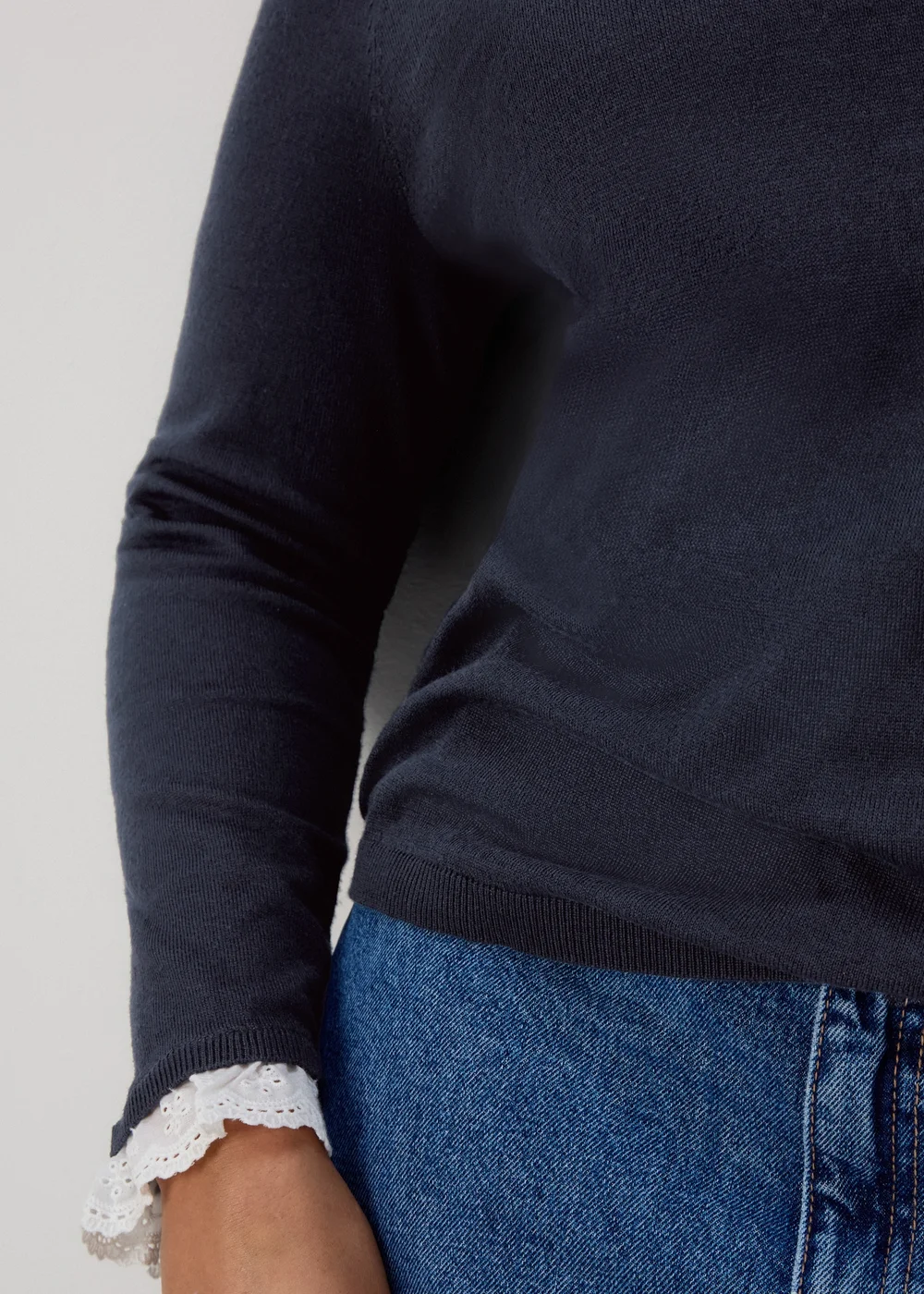 Navy Broderie 2 in 1 Top - 8 Image 6