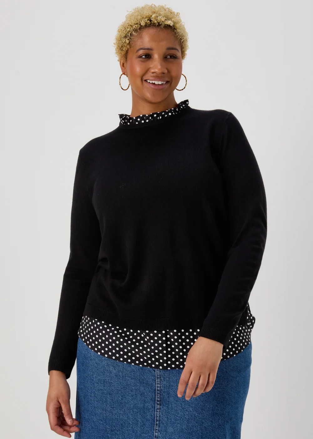 Black Spot Print 2 in 1 Jumper - 8 Image 1