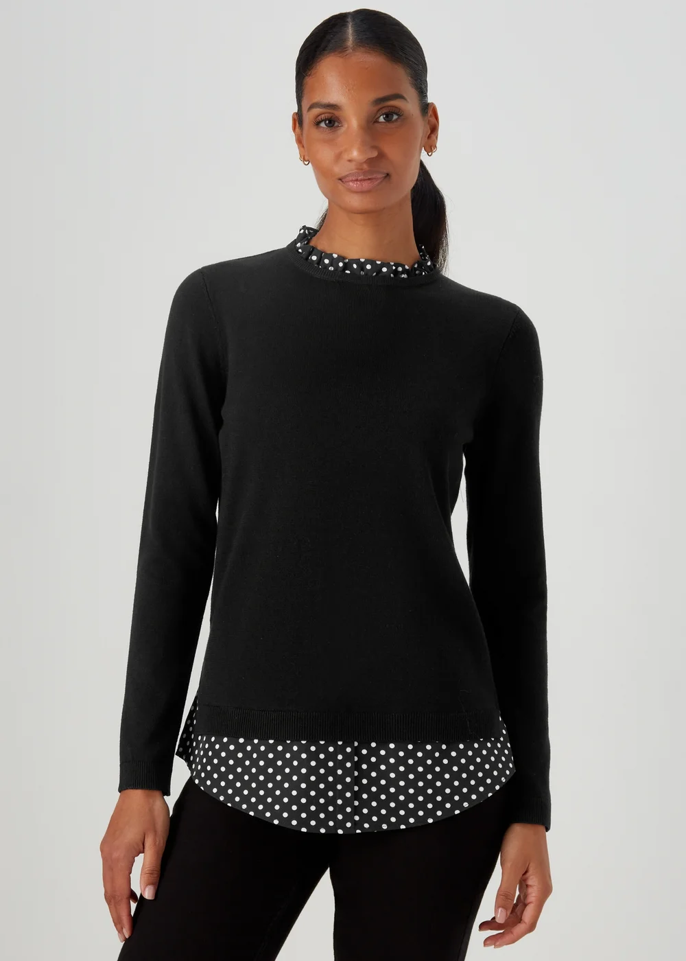 Black Spot Print 2 in 1 Jumper - 8 Image 2