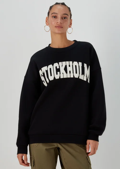 Black Stockholm Print Sweatshirt - S Image 1