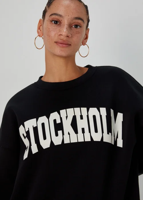 Black Stockholm Print Sweatshirt - S Image 3