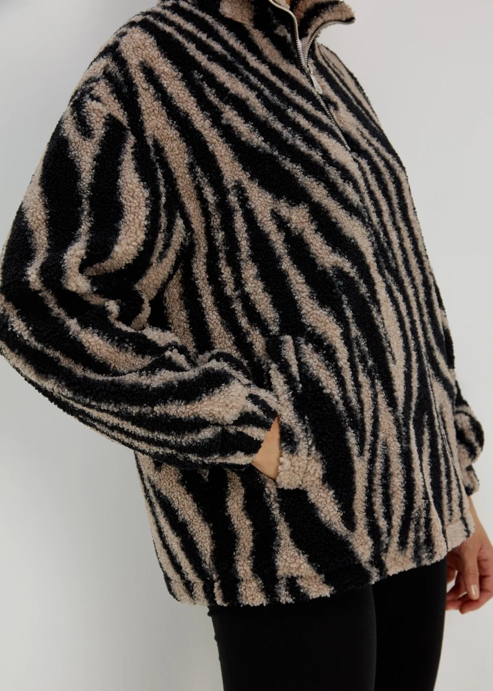 Beige Borg Zebra Half Zip - S Image 3