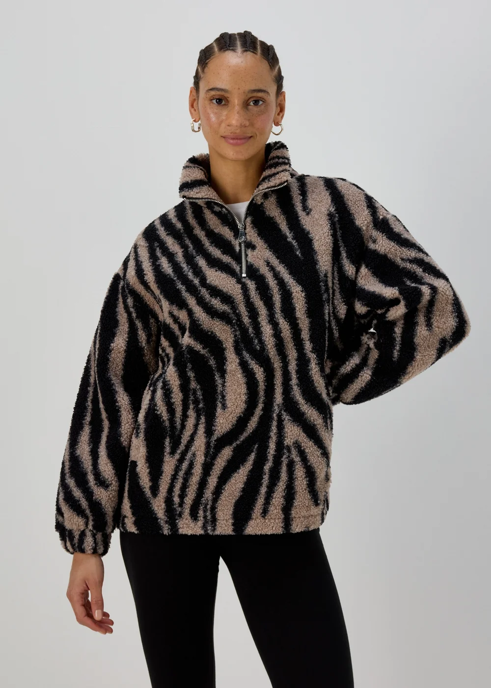 Beige Borg Zebra Half Zip - S Image 1